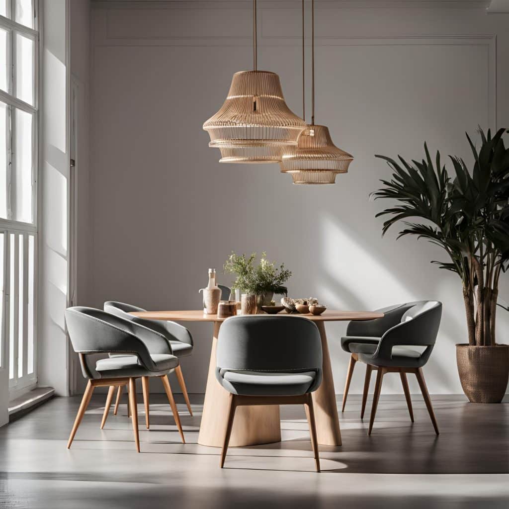 dining chairs with dining table in day light